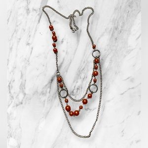 Silver and Orange Necklace